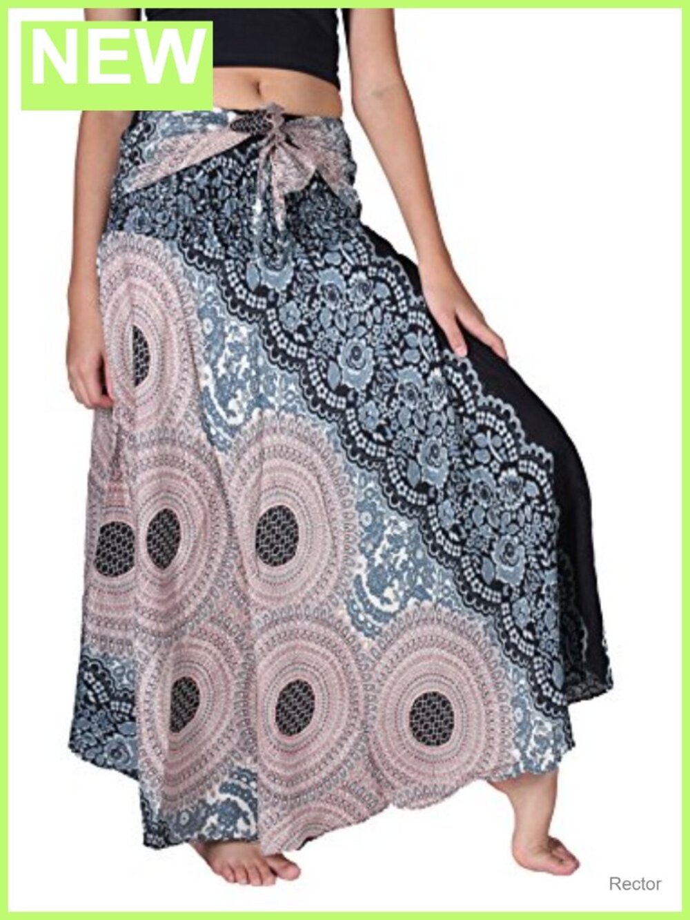 Boho Maxi Skirt High Waisted Asymmetrical Flowy Rayon